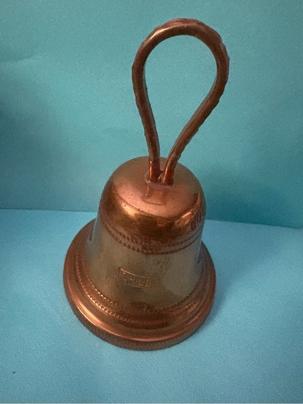 Vintage Copper Bell Made In Chile Hand Crafted Textured Handle 4.5